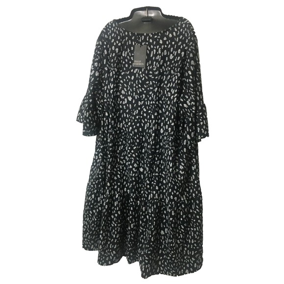 Fashion Women Stretch Plus Size Dress 24W Black Gray Cheetah Prt Church Work D6 - Picture 9 of 10